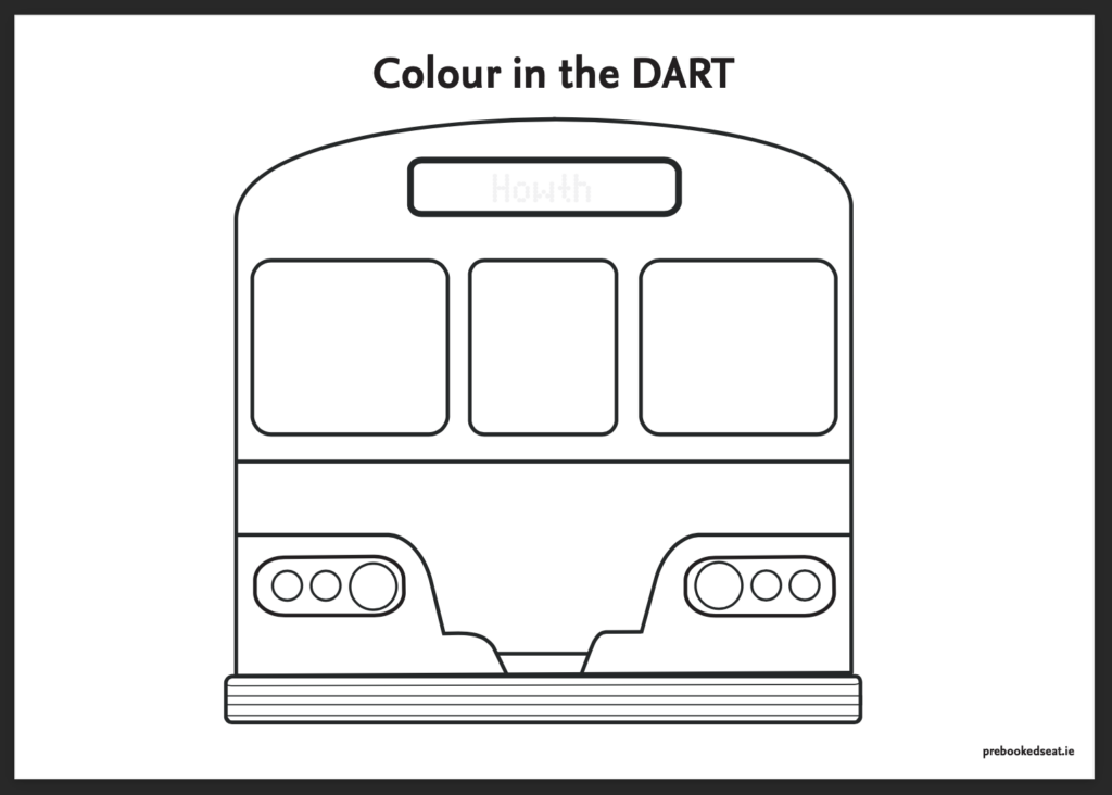 DART Train Colouring Page – Printable for Kids | Pre-booked Seat