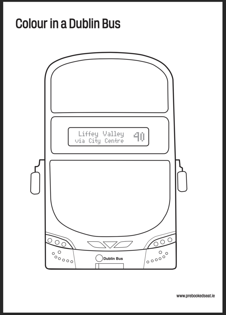 Dublin Bus - Bus Colouring Page for Kids - Pre-booked Seat