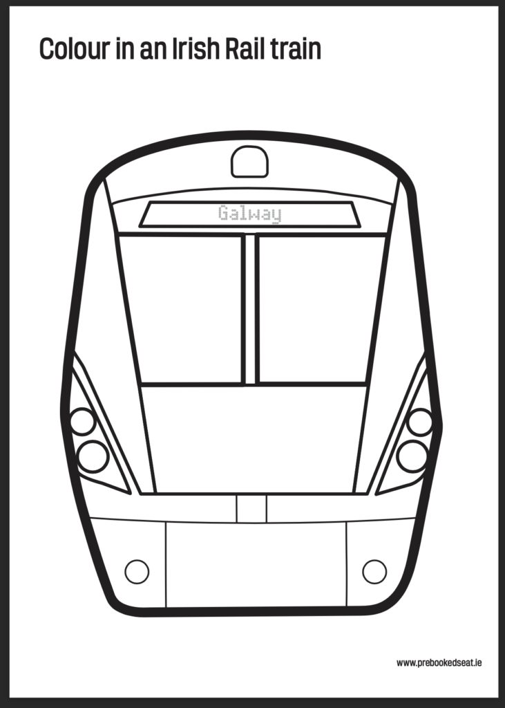 Irish Rail Intercity class 22000 Train Colouring Page - Printable of Kids - Pre-booked Seat